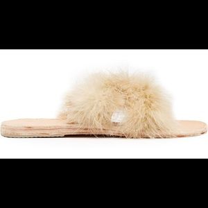Brother Vellies Marabou Lamu slides